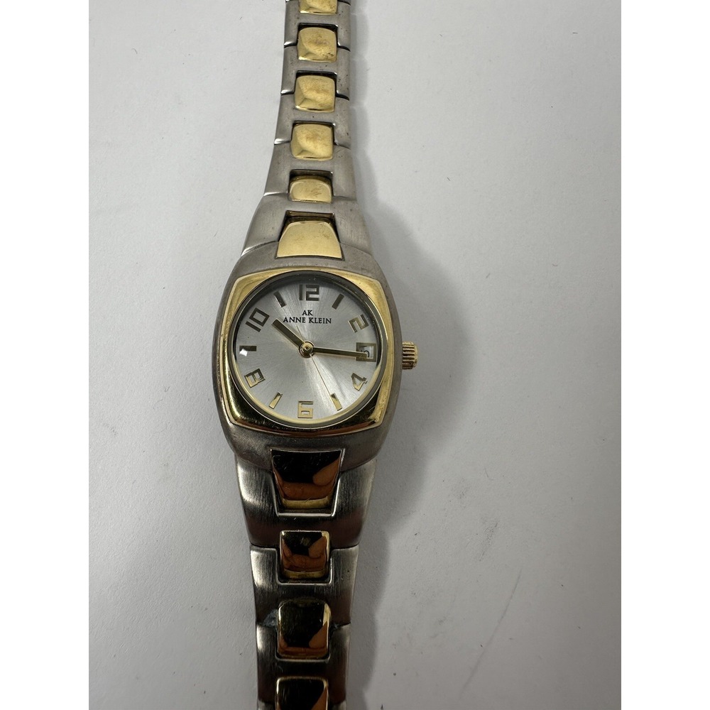 Anne Klein 10/5535 Vintage Two Tone Silver Gold Rectangular Quartz Watch